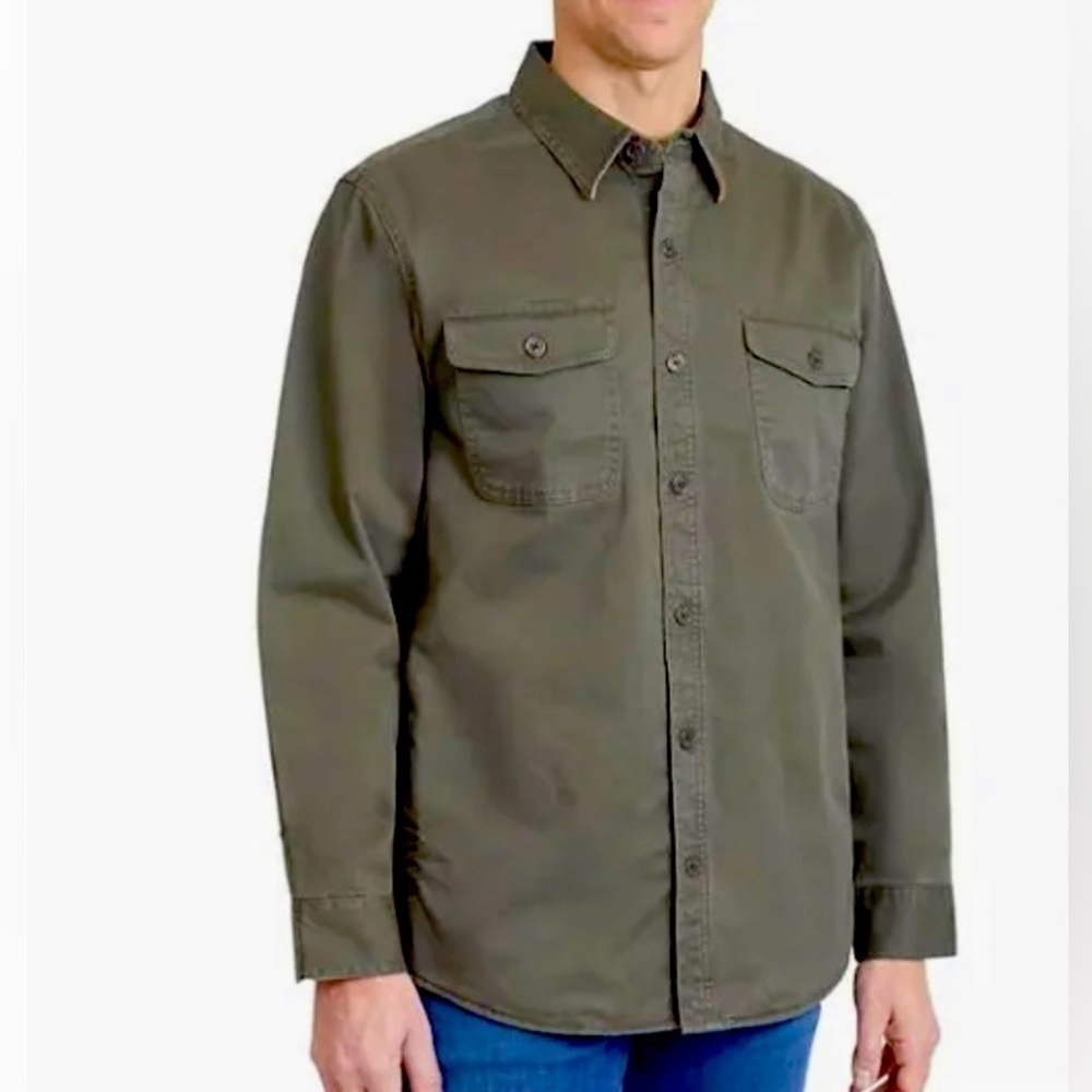 LANDS' End - Men's Shirt L Flannel Lined Long Sleeve Work Shirt Jacket - S